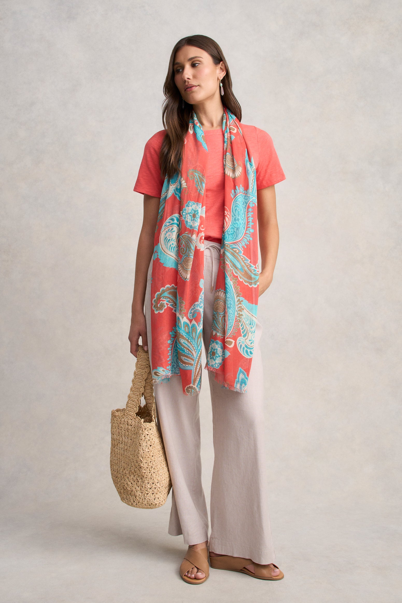 Boat Neck T-Shirt - Melon