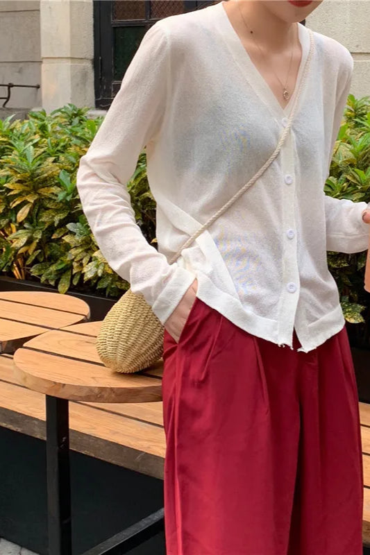 V-Neck Lightweight Knit Cardigan
