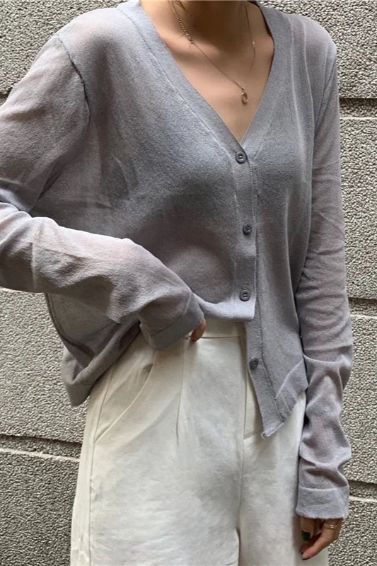 V-Neck Lightweight Knit Cardigan