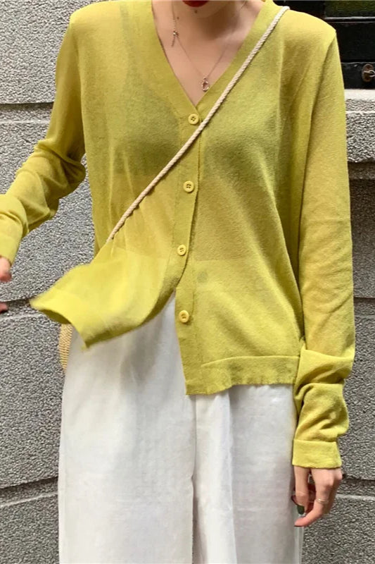 V-Neck Lightweight Knit Cardigan