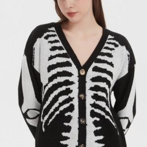 Skull Print Knit Cardigan