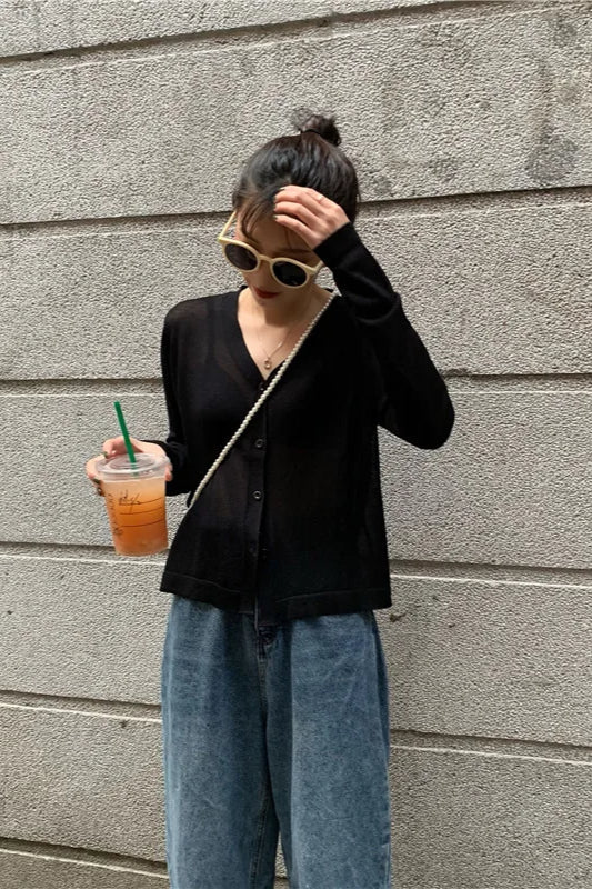 V-Neck Lightweight Knit Cardigan