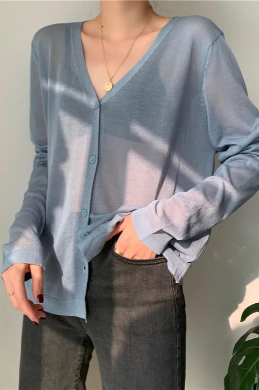 V-Neck Lightweight Knit Cardigan