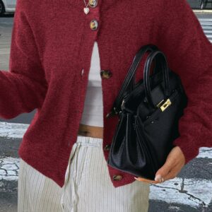 Minimalist Button Long Sleeve Cardigan
